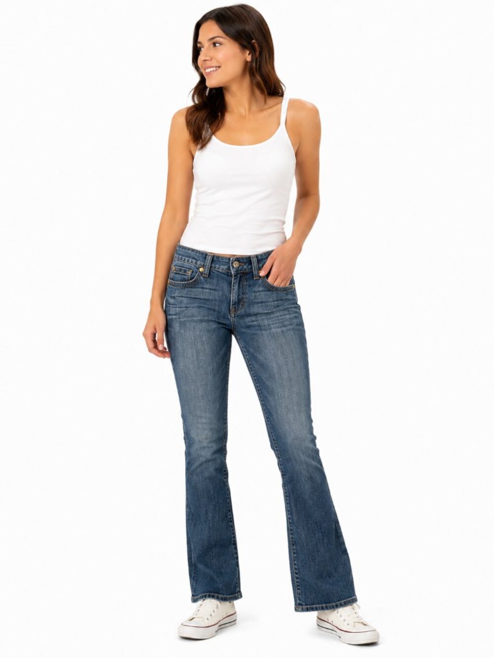 Guess Y2K Bootcut Jeans Blue Faded Stretch Denim Mid Rise Flare 30 Retro